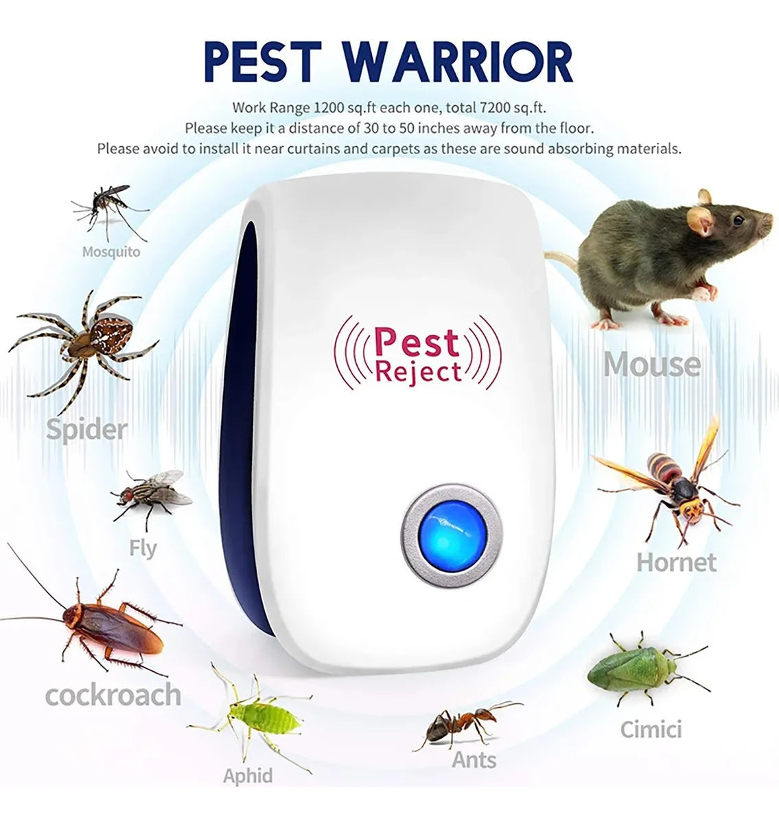 Repelente Plaga - Ultrasónico Mosquitos Moscas Ratas Insecto🐀🐜
