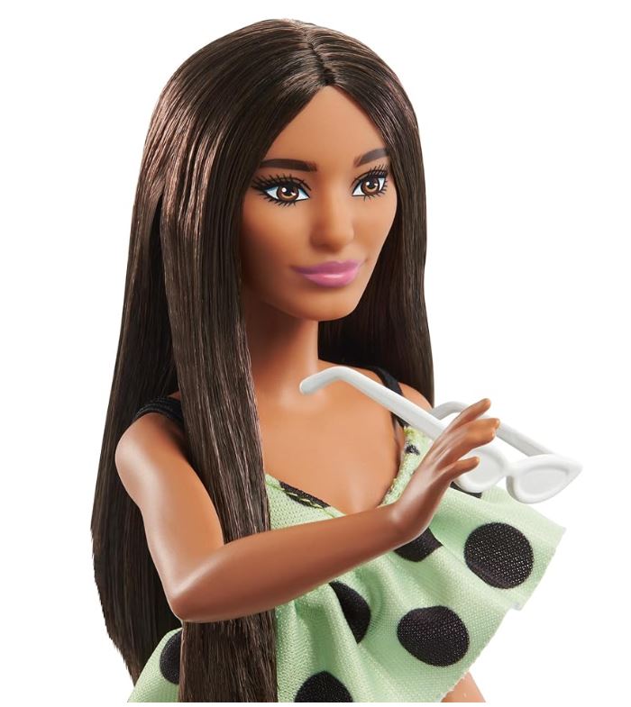 Barbie Fashionista #200 Vestido Puntos Negros Gafas