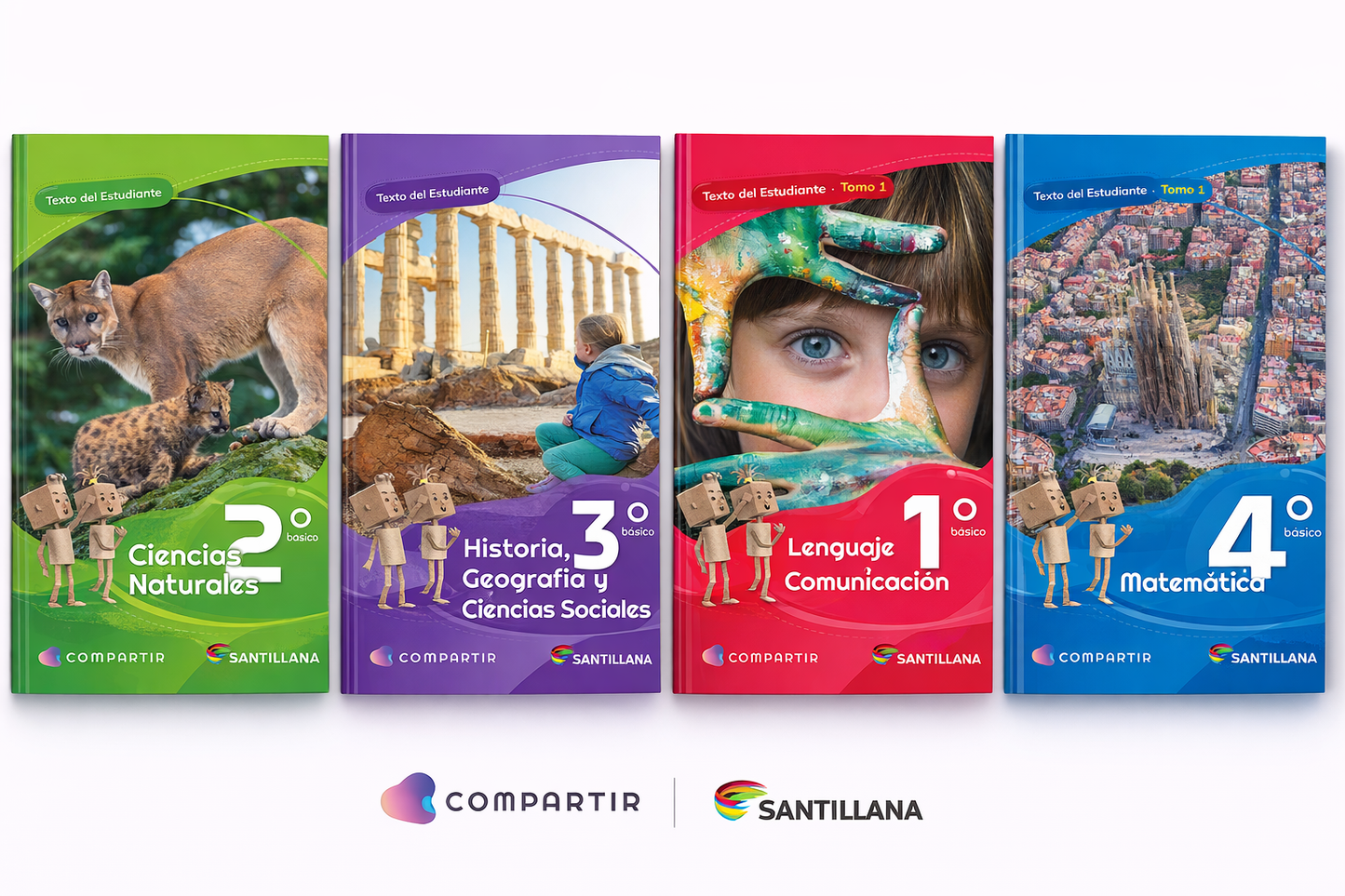 Textos Escolares Santillana 2026 · 1° a 8° Básico · Enseñanza Básica COMPARTIR